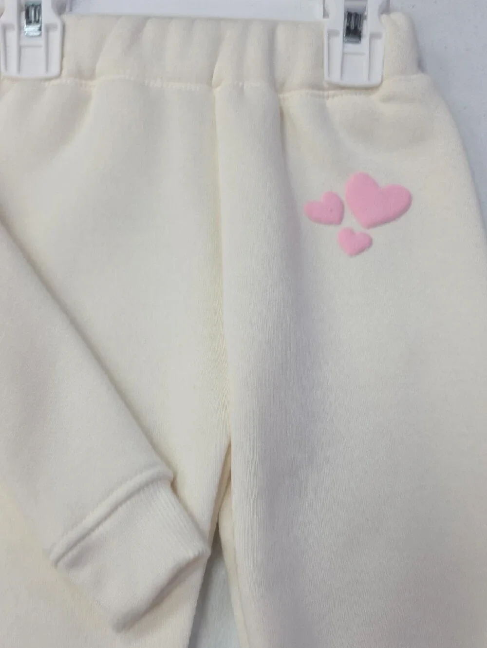btween Cream Hoodie and Jogger Set with Pink Heart Motifs - Picture 4 of 9